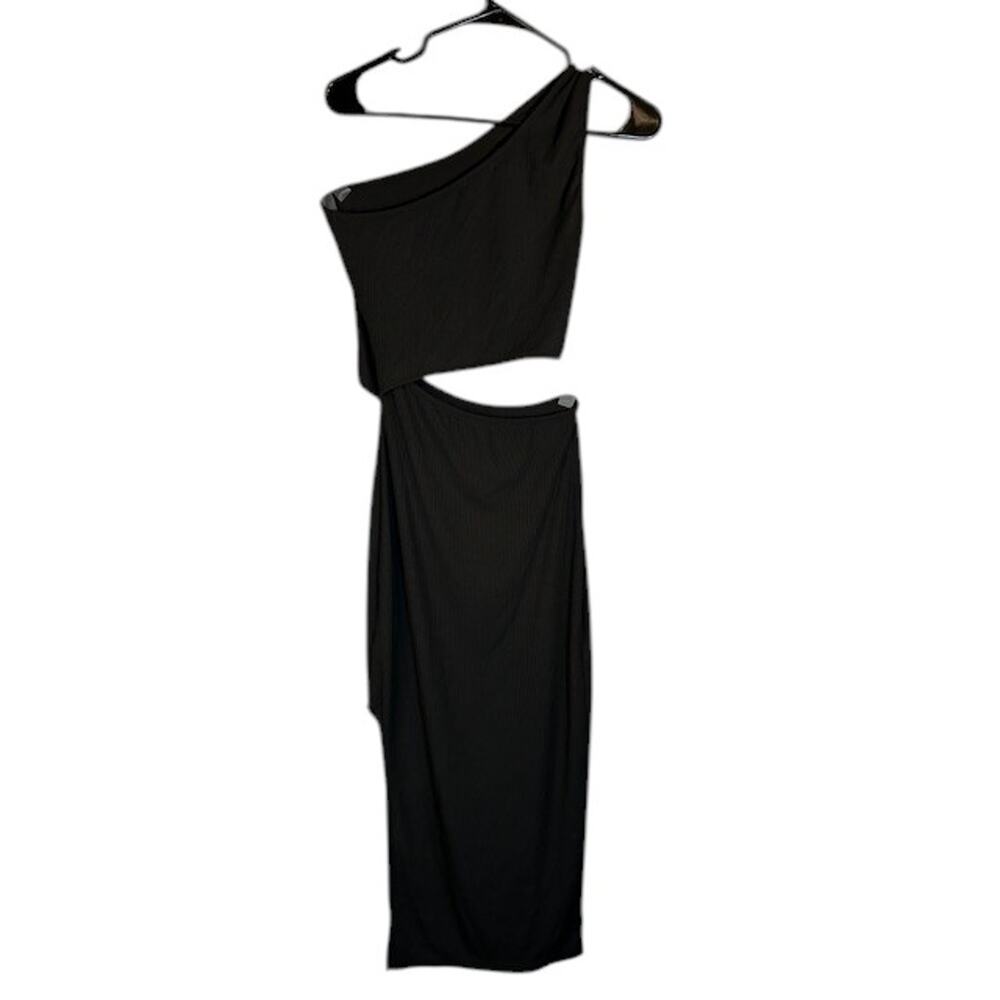 Pretty Garden Black One Arm Cut Out Fitted Bodycon Dress Woman Sz S